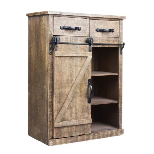 Parisloft Rustic Brown Country Wood Media Cabinet