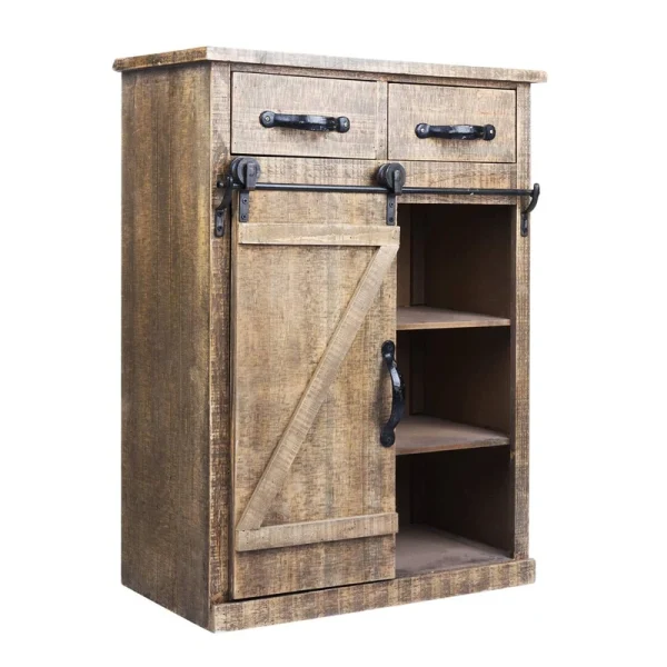 Parisloft Rustic Brown Country Wood Media Cabinet