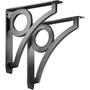 Park Circle Designer 12 in. L Black Iron Decorative Heavy Duty Shelf Bracket (2-Pack) T726935610