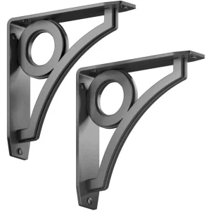 Park Circle Designer 8 in. L Black Iron Decorative Heavy Duty Shelf Bracket (2-Pack) T726936988
