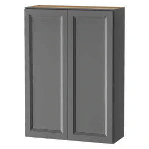PELHAM & WHITE Keyport Shaker 30 in. W x 12 in. D x 42 in. H Plywood Tool-Free Ready To Assemble Wall Kitchen Cabinet in Charcoal