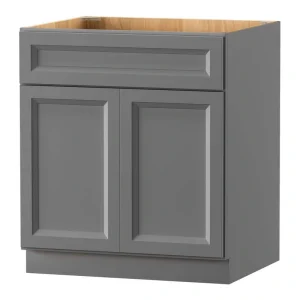 PELHAM & WHITE Keyport Shaker 30 in. W x 24 in. D x 34.5 in. H in Charcoal Plywood Tool-Free Ready To Assemble Base Kitchen Cabinet