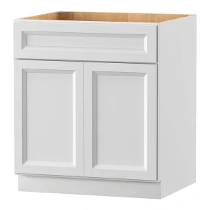 PELHAM & WHITE Keyport Shaker 30 in. W x 24 in. D x 34.5 in. H in White Plywood Tool-Free Ready To Assemble Floor Base Kitchen Cabinet