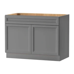 PELHAM & WHITE Keyport Shaker 45 in. W x 24 in. D x 34.5 in. H Charcoal Plywood Tool-Free Ready To Assemble Sink Base Kitchen Cabinet