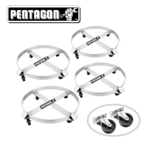 Pentagon Tool 55 Gal. Metal Wheeled Heavy Duty Drum Dolly (4-Pack)