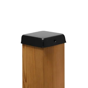 PERMAKAP 4-in x 4-in Black Stainless Steel Flat Top Black Stainless Steel Deck Post Cap