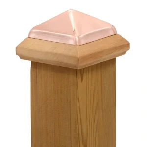 PERMAKAP 4-in x 4-in West Indies Pyramid One-Piece Sanded Copper Mahogany Deck Post Cap T726915949