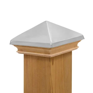 PERMAKAP 4-in x 4-in West Indies Pyramid One-Piece Sanded Stainless Steel Mahogany Deck Post Cap