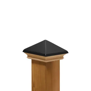 PERMAKAP 4-in x 4-in West Indies with Black Stainless Steel Pyramid Black Stainless Steel Mahogany Deck Post Cap