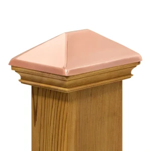 PERMAKAP 4-in x 6-in West Indies Pyramid One-Piece Sanded Copper Mahogany Deck Post Cap
