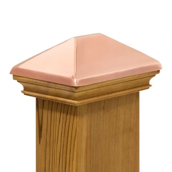 PERMAKAP 4-in x 6-in West Indies Pyramid One-Piece Sanded Copper Mahogany Deck Post Cap