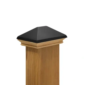 PERMAKAP 4-in x 6-in West Indies with Black Stainless Steel Pyramid Black Stainless Steel Mahogany Deck Post Cap