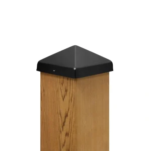 PERMAKAP 6-in x 6-in Black Stainless Steel Pyramid Black Stainless Steel Deck Post Cap
