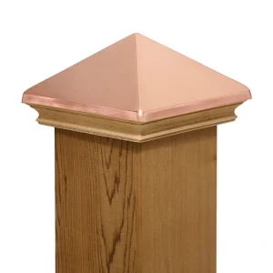 PERMAKAP 6-in x 6-in West Indies Pyramid One-Piece Sanded Copper Mahogany Deck Post Cap