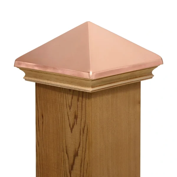 PERMAKAP 6-in x 6-in West Indies Pyramid One-Piece Sanded Copper Mahogany Deck Post Cap