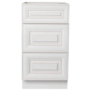 Plywell Ready to Assemble 12×34.5×24 in. Base Drawer with 1 Standard Drawer with 2 Deep Drawers in Antique White