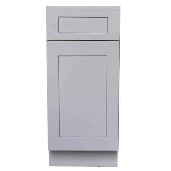 Plywell Ready to Assemble 15×34.5×24 in. Shaker Base Cabinet with 1 Door and 1 Drawer in Gray