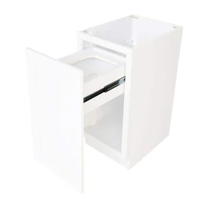 Plywell Ready to Assemble 18×34.5×24 in. Shaker Base Cabinet with Waste Basket Holder in White