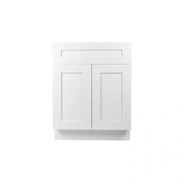 Plywell Ready to Assemble 24×34.5×24 in. Shaker Base Cabinet with 2-Door and 1 Drawer in White
