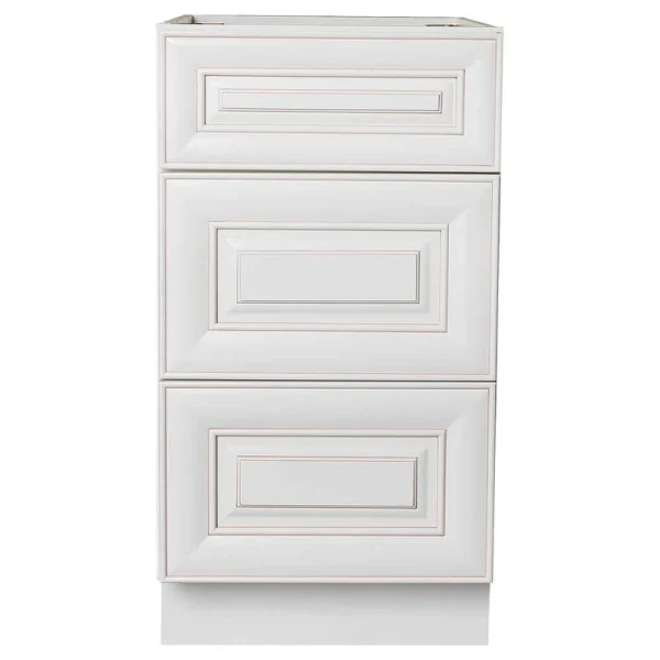 Plywell Ready to Assemble 27×34.5×24 in. Base Drawer with 1 Standard Drawer with 2 Deep Drawers in Antique White
