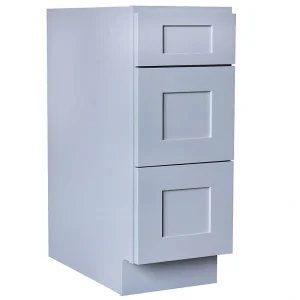 Plywell Ready to Assemble 33×34.5×24 in. Shaker Base Drawer with 1 Standard Drawer with 2 Deep Drawers in Gray