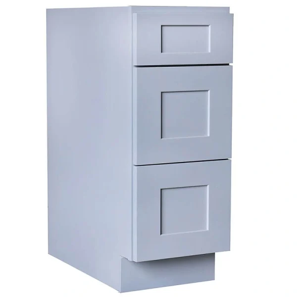 Plywell Ready to Assemble 33×34.5×24 in. Shaker Base Drawer with 1 Standard Drawer with 2 Deep Drawers in Gray