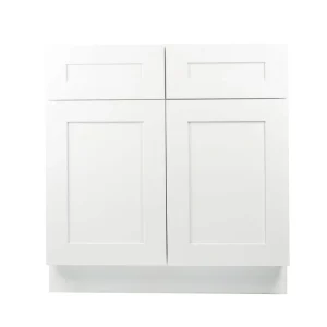 Plywell Ready to Assemble 36×34.5×24 in. Shaker Base Cabinet with 2-Door and 2-Drawer in White