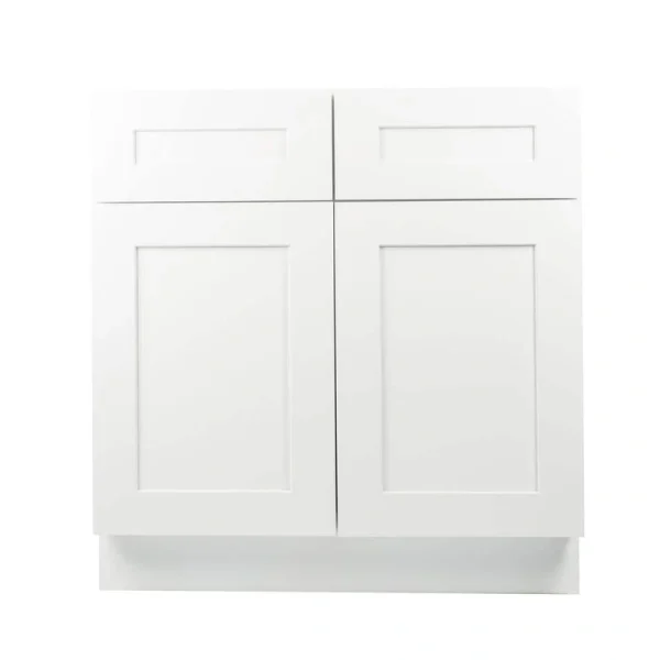 Plywell Ready to Assemble 42×34.5×24 in. Shaker Base Cabinet with 2-Door and 2-Drawer in White