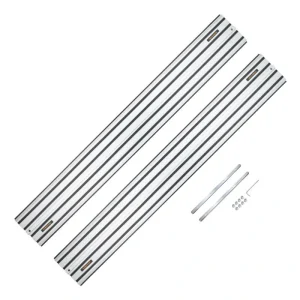 POWERTEC 110 in. Aluminum Guide Rail Joining Set Compatible with DeWalt Track Saws, (2) Guided Rails and (1) Guide Rail Connector