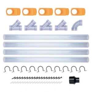 POWERTEC 2-1/2 in. Dust Collection Kit Fittings Network w/Reducer, Blast Gate, Pipes, Elbow, Y-fitting, Mounting Brackets