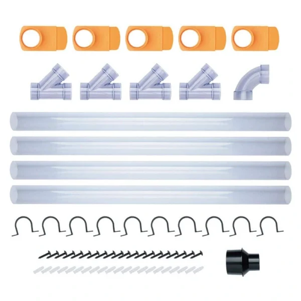POWERTEC 2-1/2 in. Dust Collection Kit Fittings Network w/Reducer, Blast Gate, Pipes, Elbow, Y-fitting, Mounting Brackets