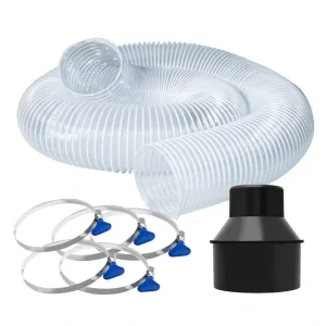 POWERTEC 2-1/2 in. x 10 ft. PVC Dust Collection Hose with 4 in. to 2-1/2 in. Reducer and 5-Piece of 2-1/2 in. Key Hose Clamps