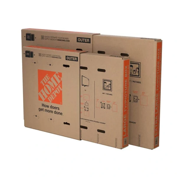 Pratt Retail Specialties 65 in. L x 4 in. W x 40 in. D Heavy-Duty Large and Heavy-Duty Extra-Large Adjustable TV and Moving Box Combo Pack