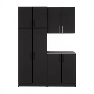 Prepac Elite 64-in W x 89-in H Wood Composite Black Freestanding Utility Storage Cabinet
