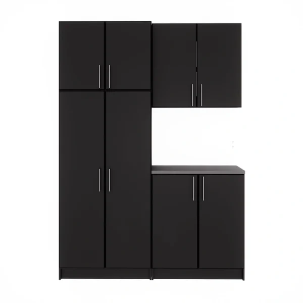 Prepac Elite 64-in W x 89-in H Wood Composite Black Freestanding Utility Storage Cabinet