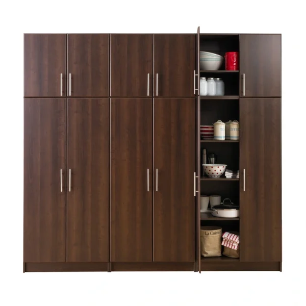 Prepac Elite 96-in W x 89-in H Wood Composite Espresso Freestanding Utility Storage Cabinet