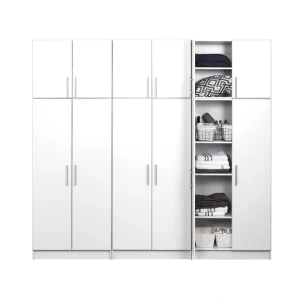 Prepac Elite 96-in W x 89-in H Wood Composite White Freestanding Utility Storage Cabinet