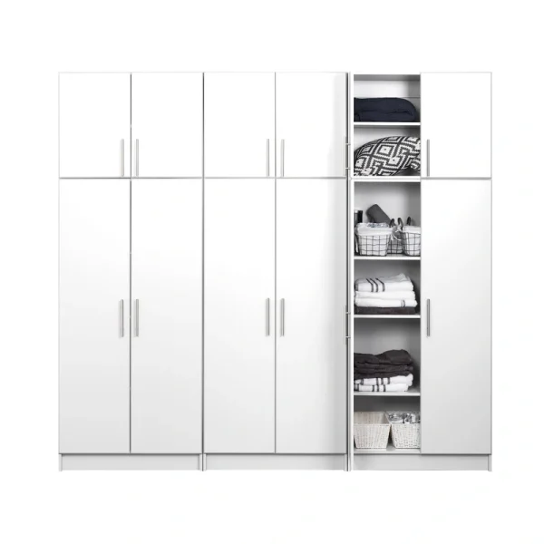 Prepac Elite 96-in W x 89-in H Wood Composite White Freestanding Utility Storage Cabinet