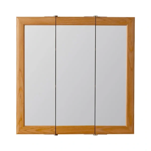 Project Source 24.25-in x 24-in Surface Mount Oak Mirrored Medicine Cabinet
