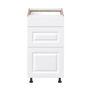 Project Source Cheyenne White 18-in W x 34.5-in H x 24.56-in D White 3-Drawers Base Ready To Assemble Cabinet (Raised Panel Style)