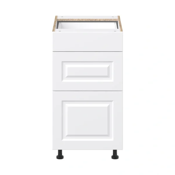 Project Source Cheyenne White 18-in W x 34.5-in H x 24.56-in D White 3-Drawers Base Ready To Assemble Cabinet (Raised Panel Style)