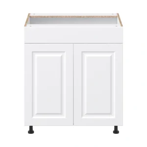 Project Source Cheyenne White 30-in W x 34.5-in H x 24.56-in D White Sink Base Ready To Assemble Cabinet (Raised Panel Square Style)
