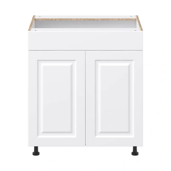 Project Source Cheyenne White 30-in W x 34.5-in H x 24.56-in D White Sink Base Ready To Assemble Cabinet (Raised Panel Square Style)