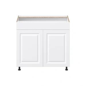Project Source Cheyenne White 36-in W x 34.5-in H x 24.56-in D White Sink Base Ready To Assemble Cabinet (Raised Panel Square Style)
