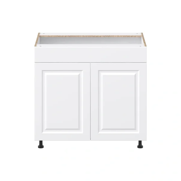 Project Source Cheyenne White 36-in W x 34.5-in H x 24.56-in D White Sink Base Ready To Assemble Cabinet (Raised Panel Square Style)