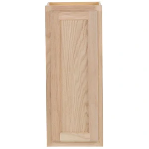 Project Source Oak Brook 12-in W x 30-in H x 12-in D Natural Unfinished Oak Wall Fully Assembled Cabinet (Flat Panel Square Door Style)