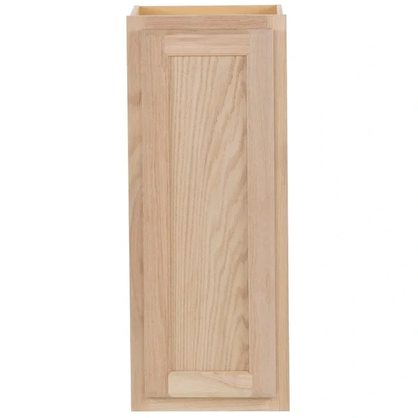 Project Source Oak Brook 12-in W x 30-in H x 12-in D Natural Unfinished Oak Wall Fully Assembled Cabinet (Flat Panel Square Door Style)