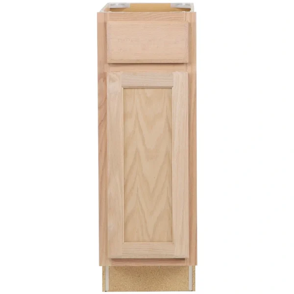 Project Source Oak Brook 12-in W x 35-in H x 23.75-in D Natural Unfinished Oak 1-Drawer Base Fully Assembled Cabinet (Flat Panel Square Style)