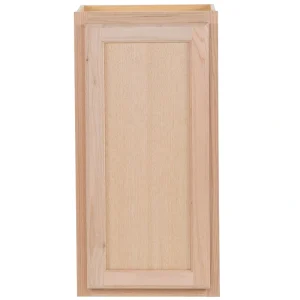 Project Source Oak Brook 15-in W x 30-in H x 12-in D Natural Unfinished Oak Wall Fully Assembled Cabinet (Flat Panel Square Door Style)