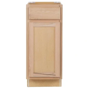 Project Source Oak Brook 15-in W x 35-in H x 23.75-in D Natural Unfinished Oak 1-Drawer Base Fully Assembled Cabinet (Flat Panel Square Style)